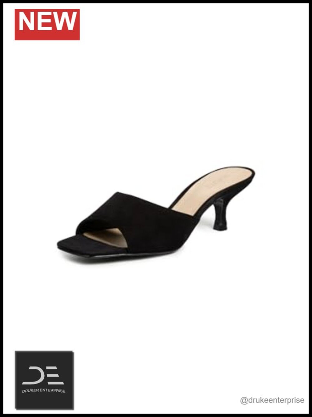 Suede Slide Sandals with Stiletto Heel, Cushioned Footbed, Slip On
